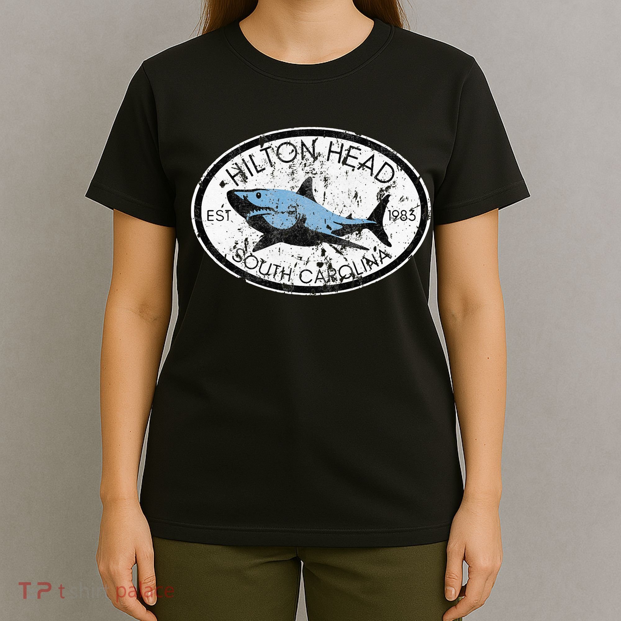 Hilton Head Island South Carolina Fishing Shark Fish Beach T-Shirt