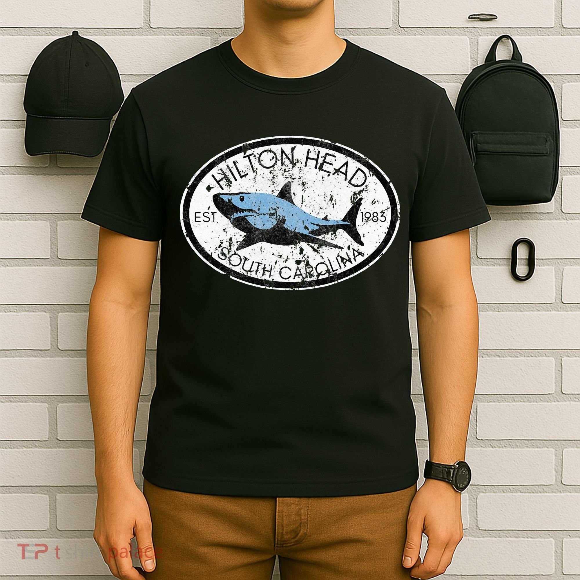 Hilton Head Island South Carolina Fishing Shark Fish Beach T-Shirt