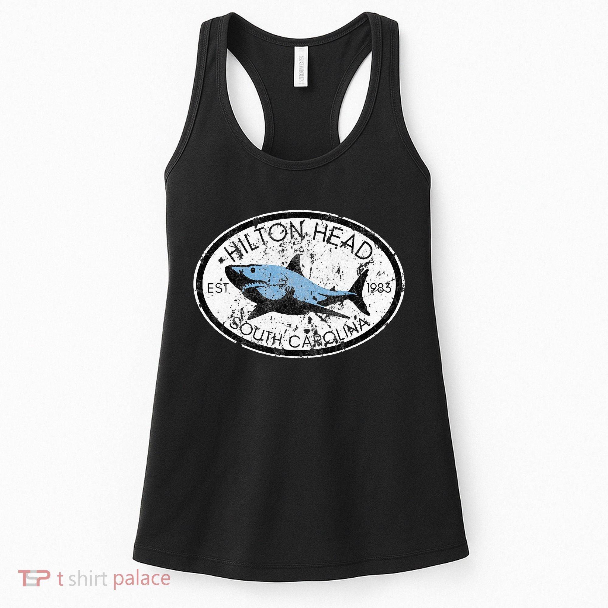 Hilton Head Island South Carolina Fishing Shark Fish Beach Women's Tank Top