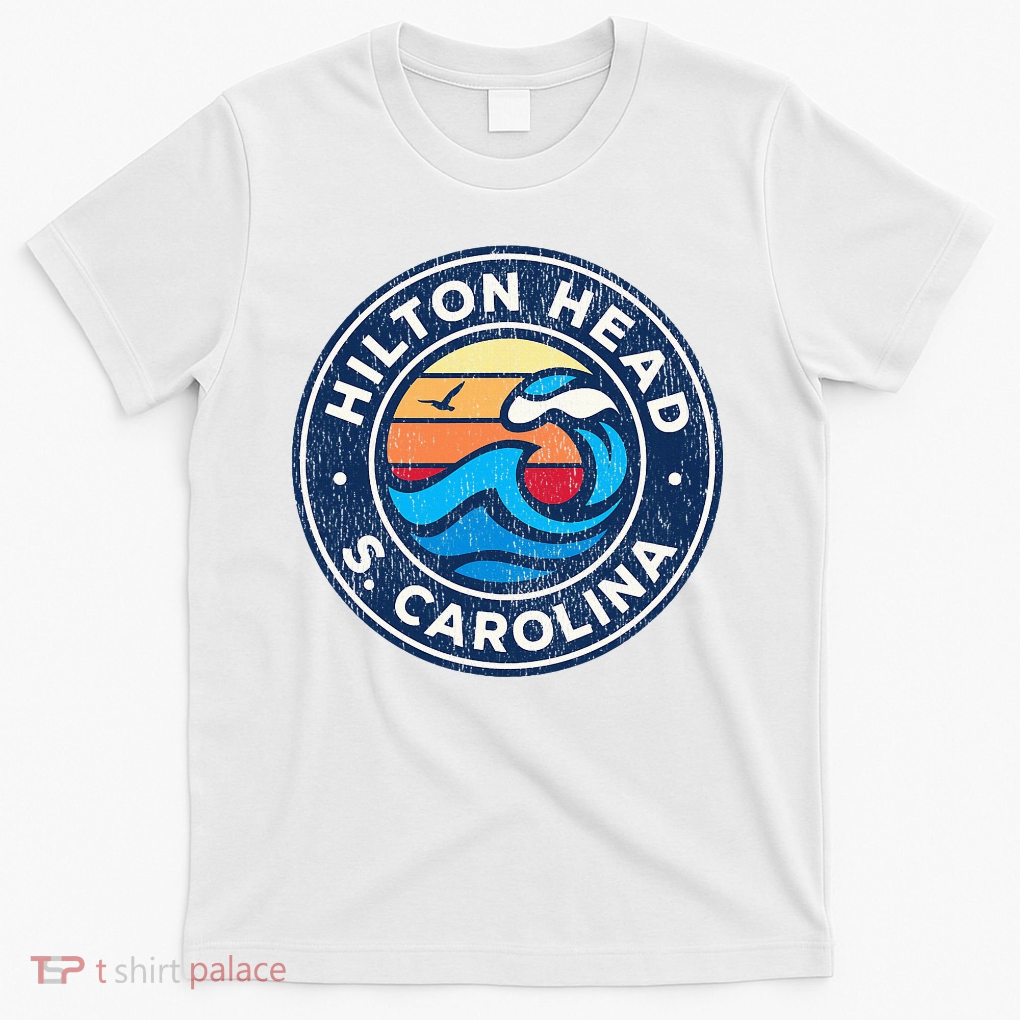 Hilton Head Island South Carolina Sc Vintage Nautical Waves T-Shirt