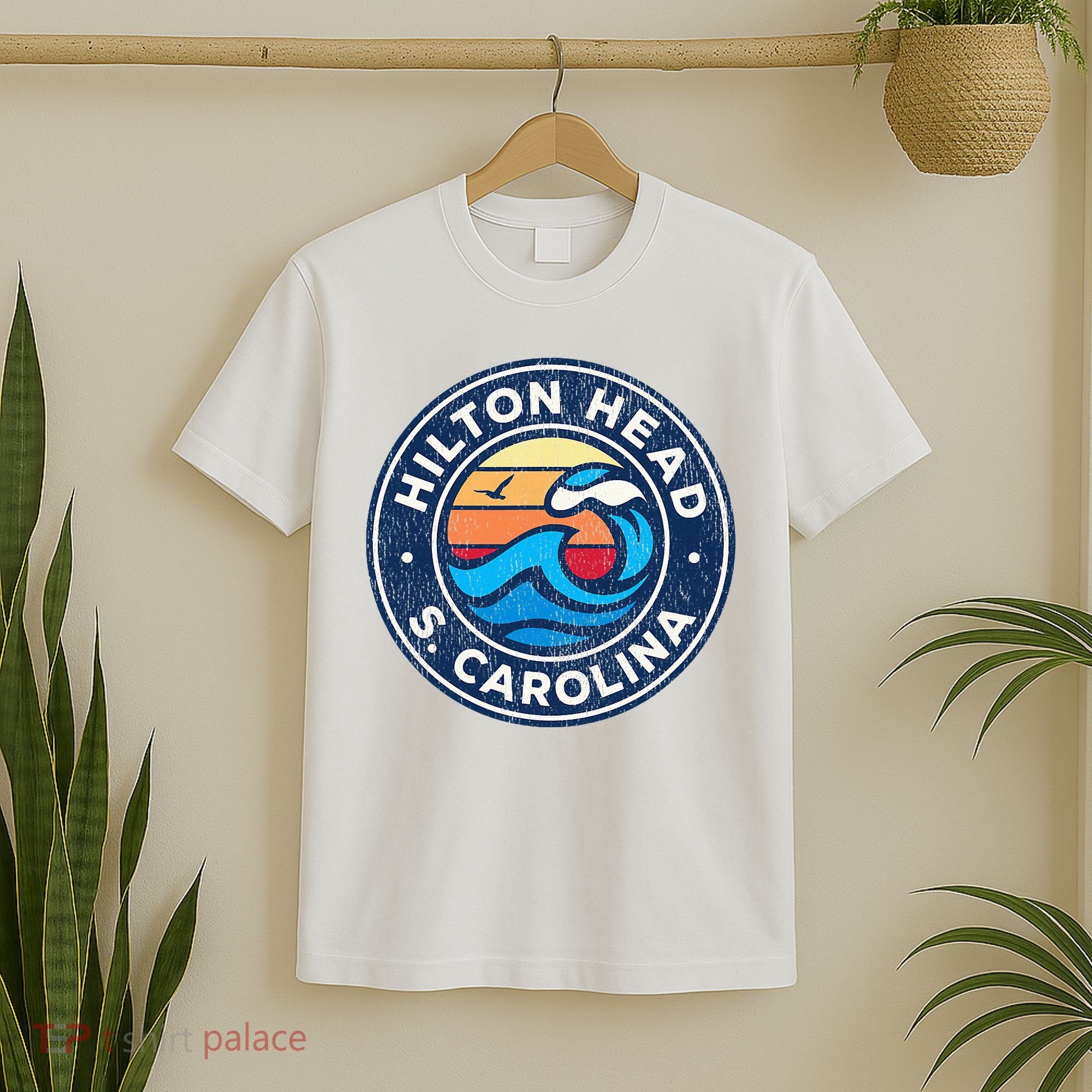 Hilton Head Island South Carolina Sc Vintage Nautical Waves T-Shirt