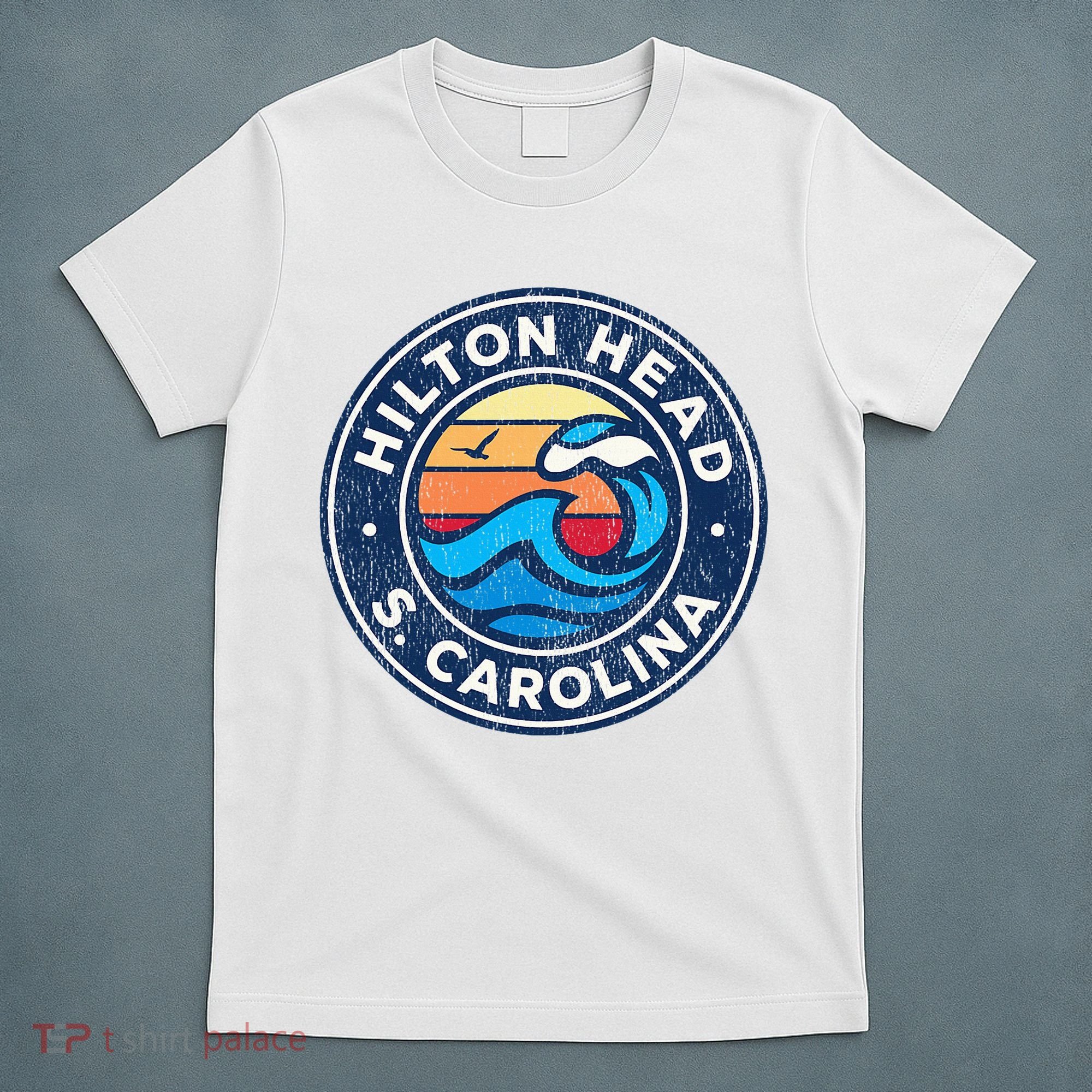 Hilton Head Island South Carolina Sc Vintage Nautical Waves T-Shirt