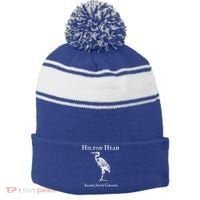 Hilton Head Island Crane Family Vacation Gift Stripe Pom Pom Beanie thumb 0