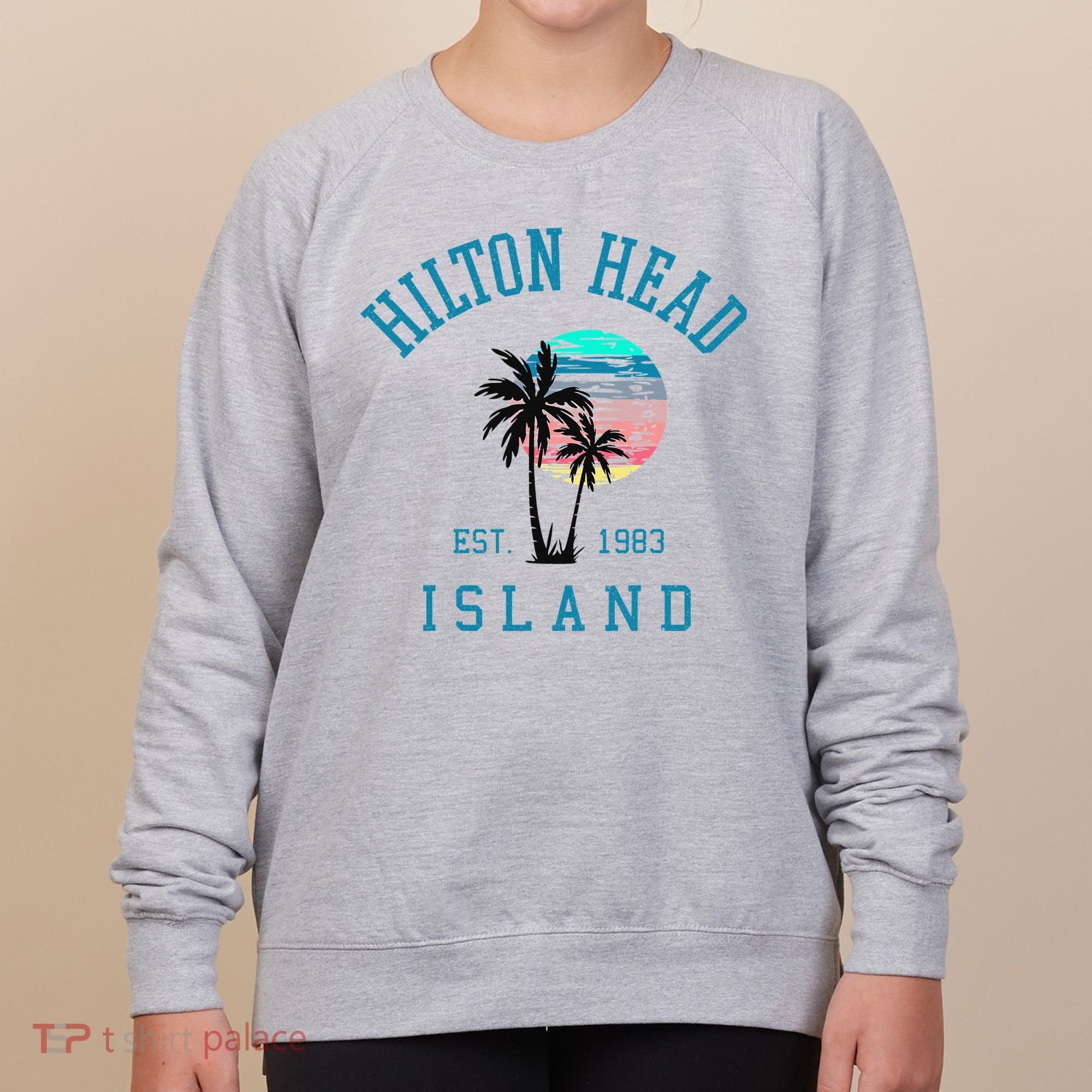 Hilton Head Island South Carolina Beach Palm Trees Summer Women's Sweatshirt