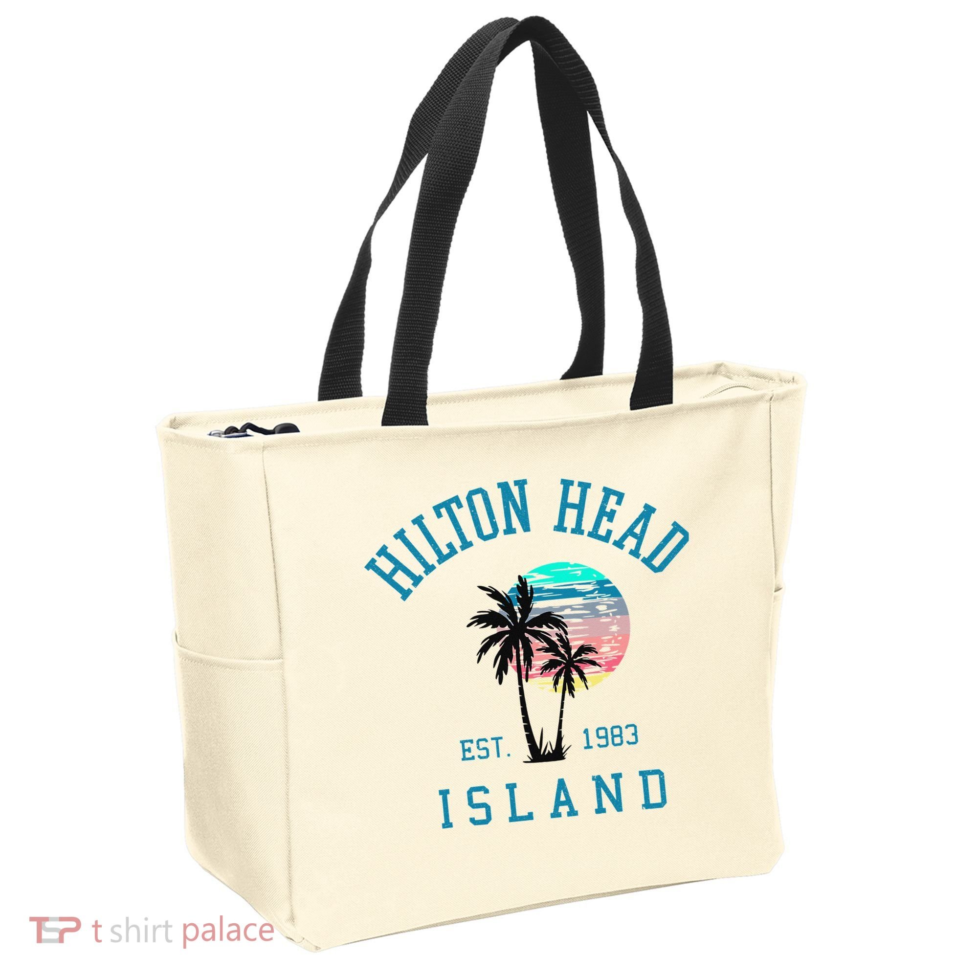 Hilton Head Island South Carolina Beach Palm Trees Summer Tote Bag