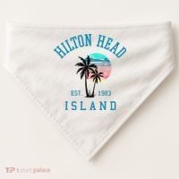 Hilton Head Island South Carolina Beach Palm Trees Summer USA-Made Doggie Bandana thumb 0