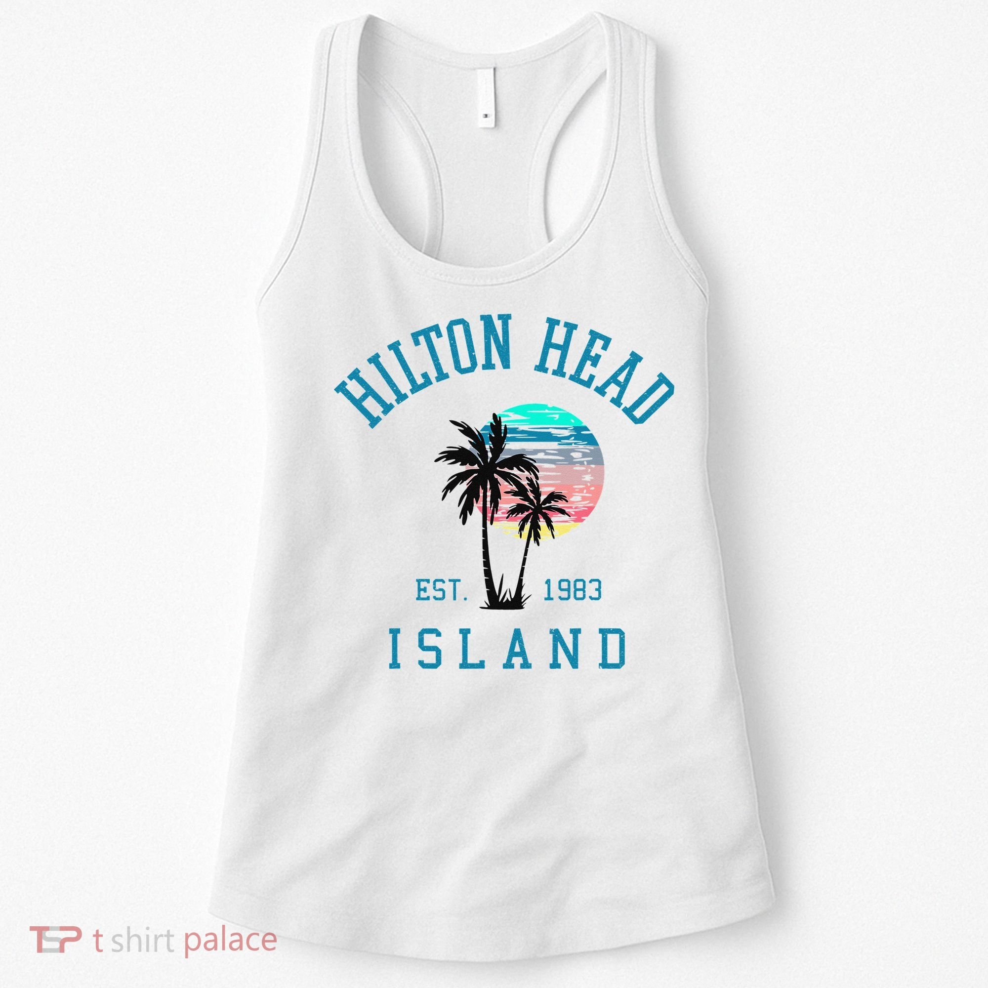 Hilton Head Island South Carolina Beach Palm Trees Summer Women's Tank Top