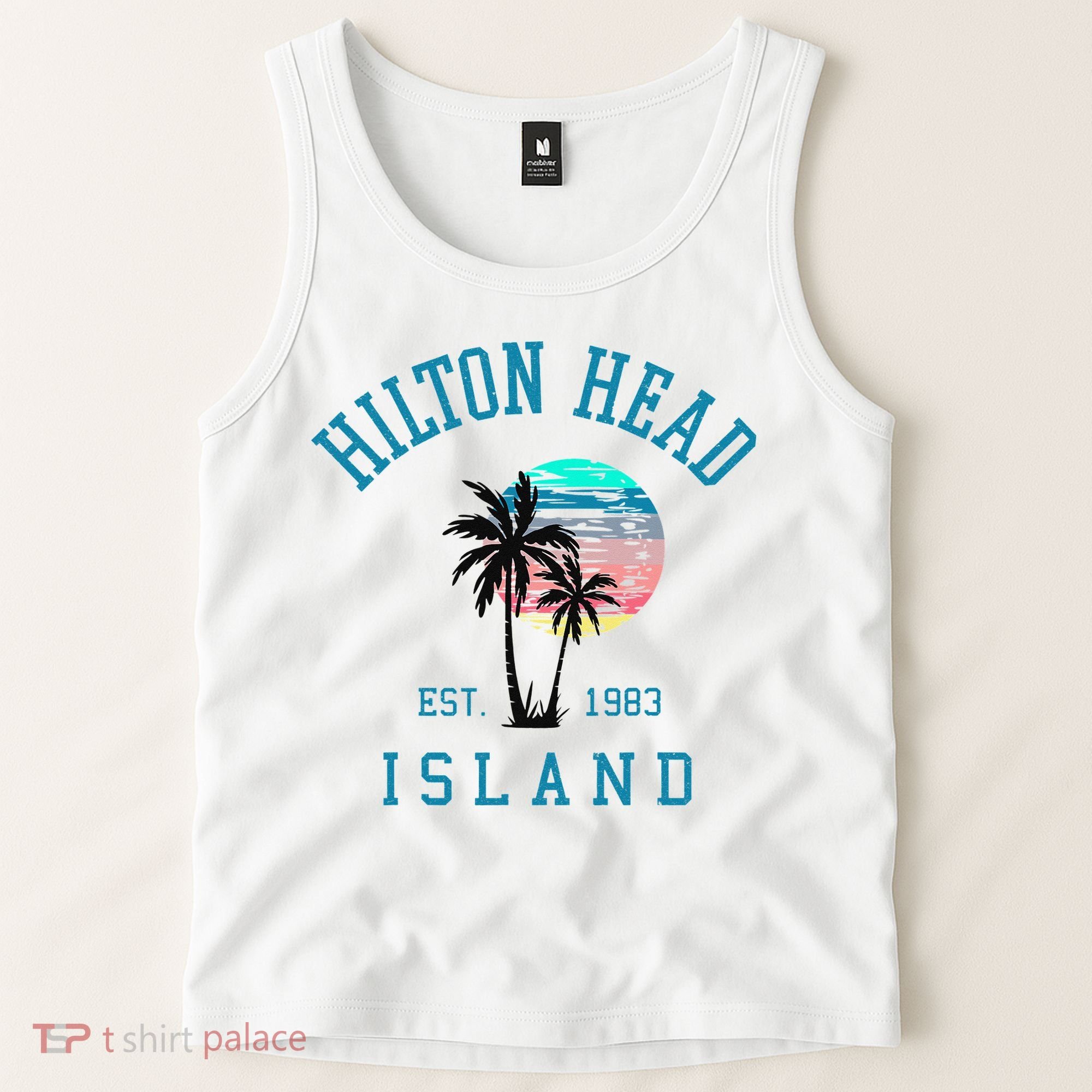 Hilton Head Island South Carolina Beach Palm Trees Summer Tank Top