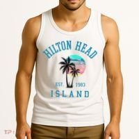 Hilton Head Island South Carolina Beach Palm Trees Summer Tank Top thumb 3