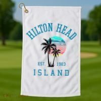 Hilton Head Island South Carolina Beach Palm Trees Summer Golf Towel thumb 1