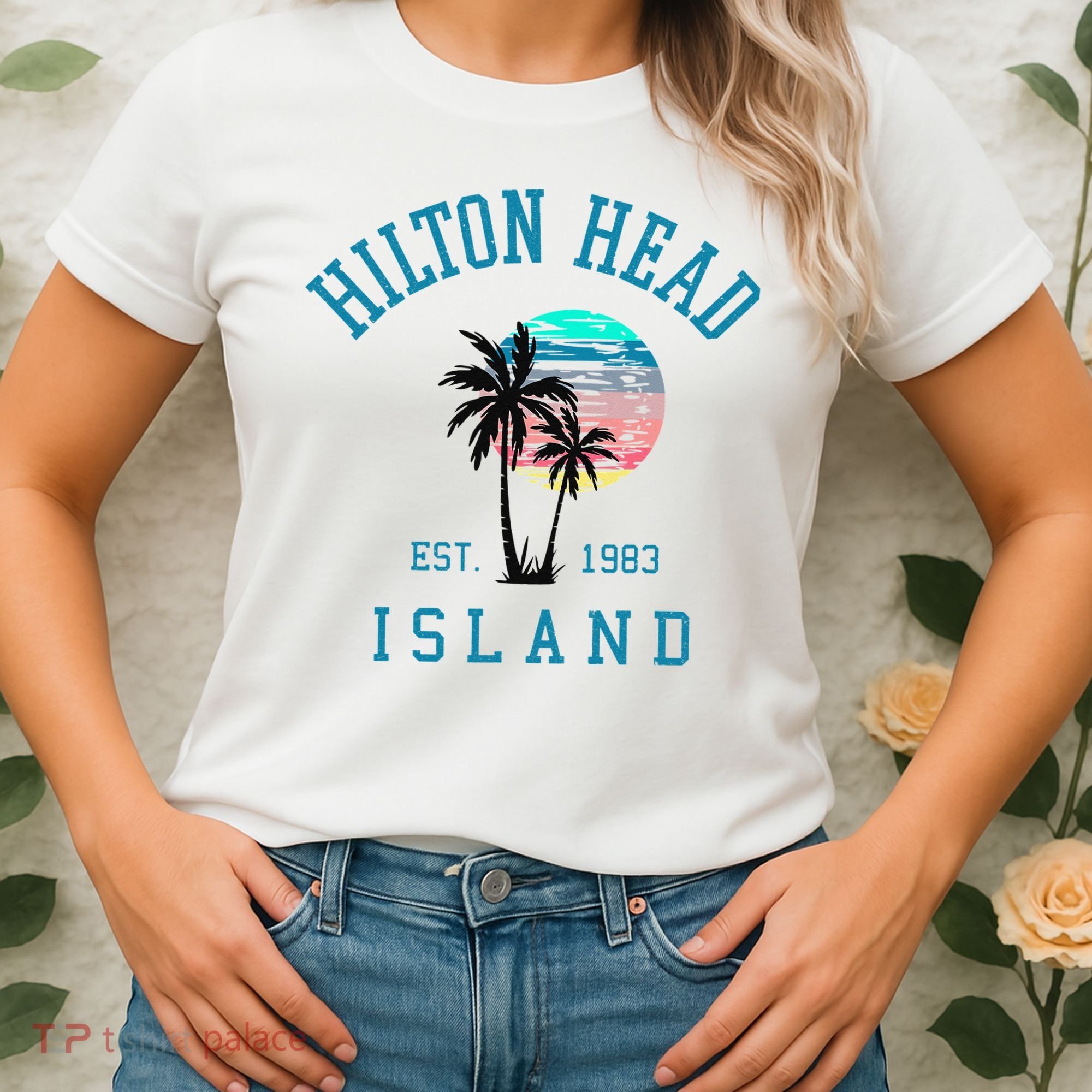 Hilton Head Island South Carolina Beach Palm Trees Summer Women's T-Shirt