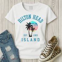 Hilton Head Island South Carolina Beach Palm Trees Summer Women's T-Shirt thumb 3
