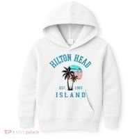 Hilton Head Island South Carolina Beach Palm Trees Summer Kids Hoodie thumb 0