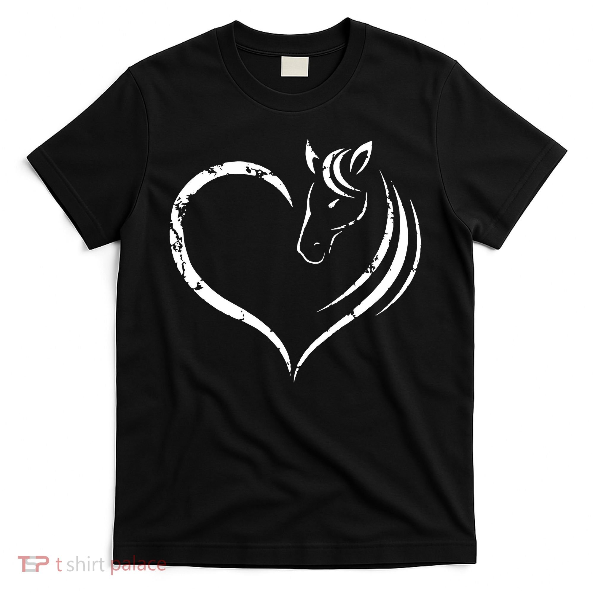 Horse Head Inside Heart Women Ladies Girls Teens Gift T-Shirt