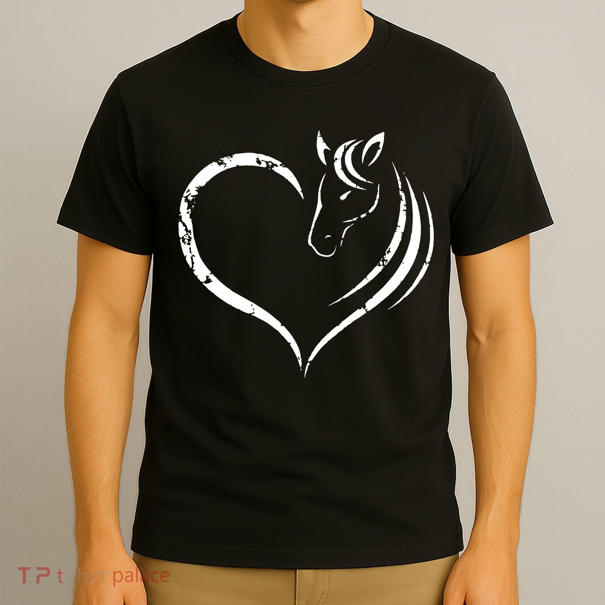 Horse Head Inside Heart Women Ladies Girls Teens Gift T-Shirt
