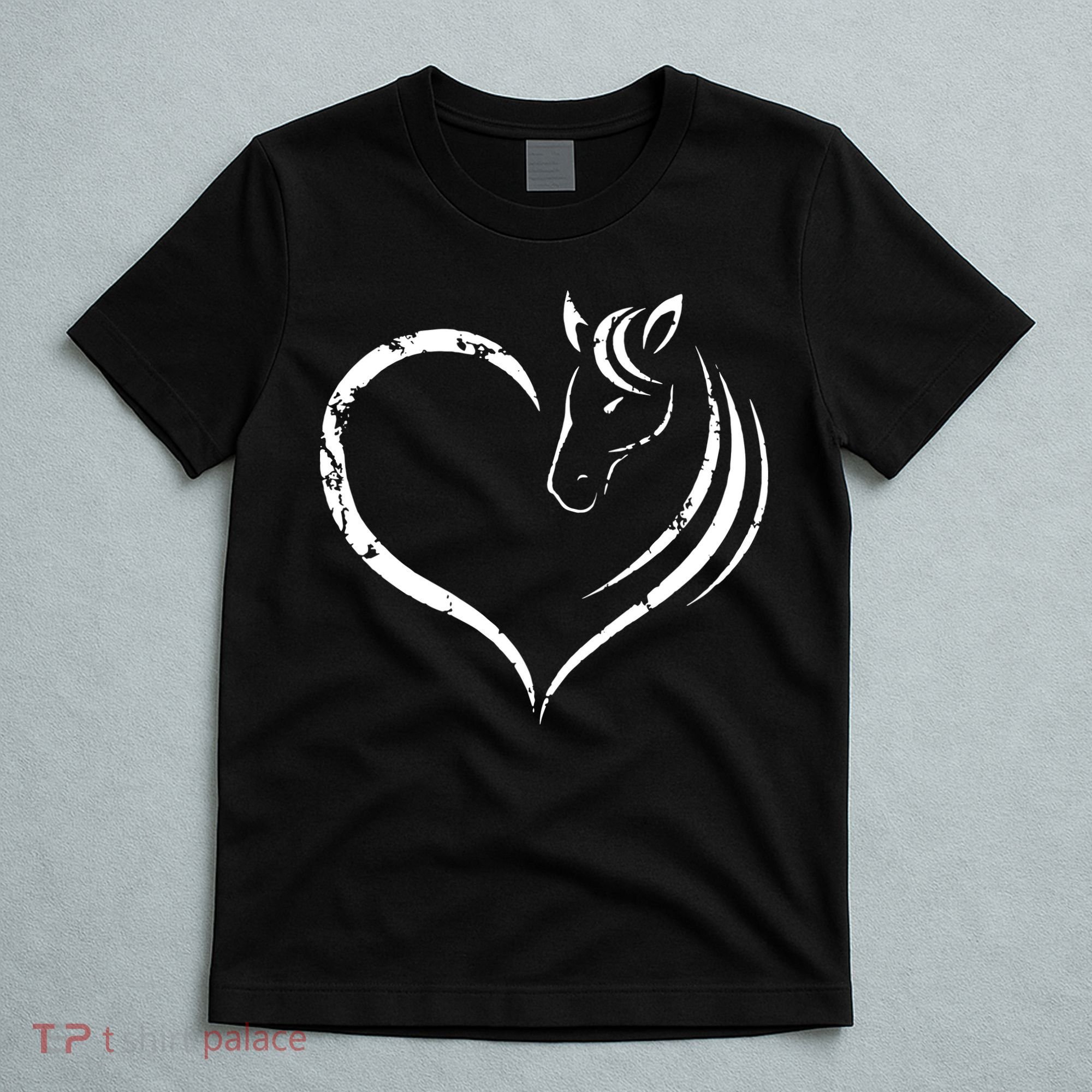 Horse Head Inside Heart Women Ladies Girls Teens Gift T-Shirt