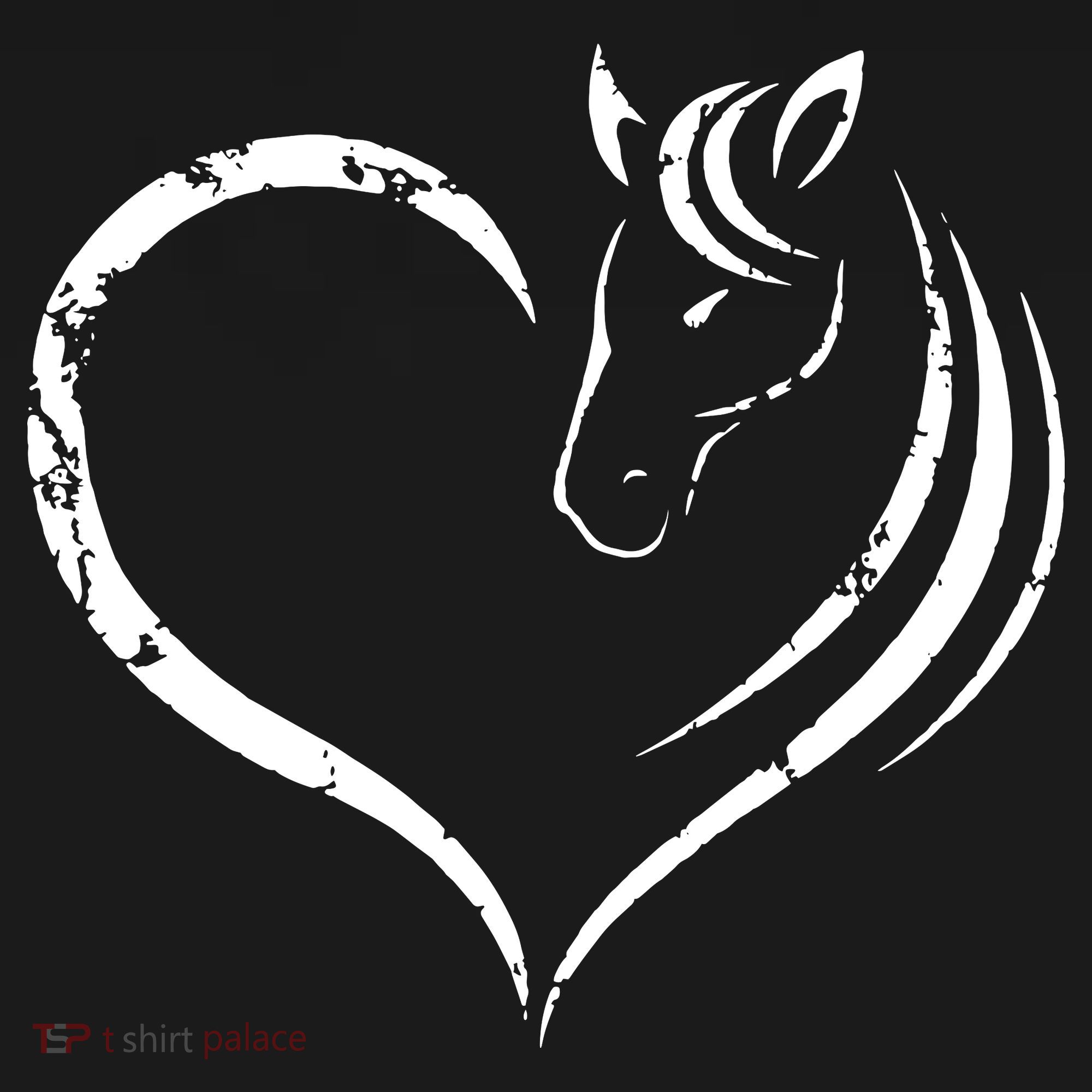 Horse Head Inside Heart Women Ladies Girls Teens Gift T-Shirt