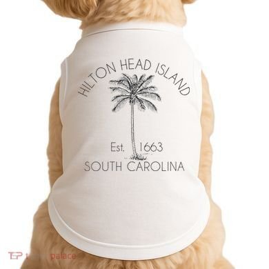 Hilton Head Island Beach Design Palm Tree Illustration Doggie Tank