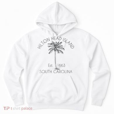 Hilton Head Island Beach Design Palm Tree Illustration Hoodie