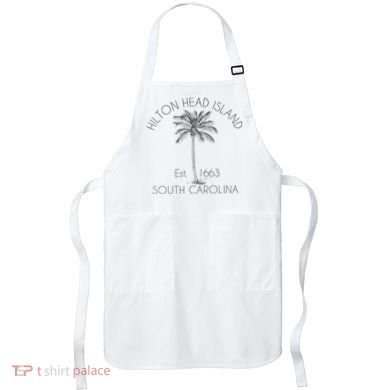 Hilton Head Island Beach Design Palm Tree Illustration Apron