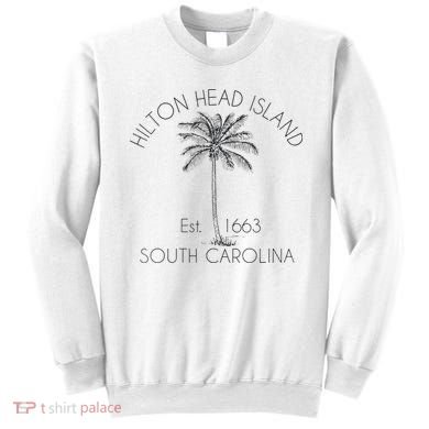 Hilton Head Island Beach Design Palm Tree Illustration Sweatshirt