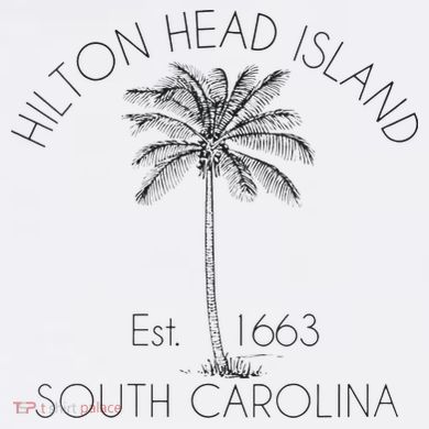 Hilton Head Island Beach Design Palm Tree Illustration Women's Flannel Pajama Set