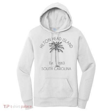 Hilton Head Island Beach Design Palm Tree Illustration Women's Hoodie