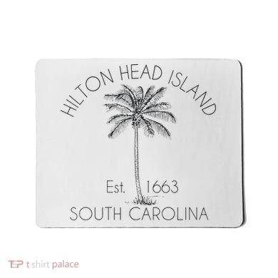 Hilton Head Island Beach Design Palm Tree Illustration Mousepad