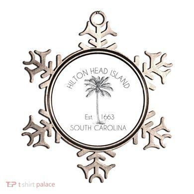 Hilton Head Island Beach Design Palm Tree Illustration Ornament