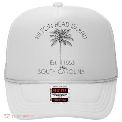Hilton Head Island Beach Design Palm Tree Illustration Hat