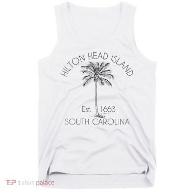 Hilton Head Island Beach Design Palm Tree Illustration Tank Top