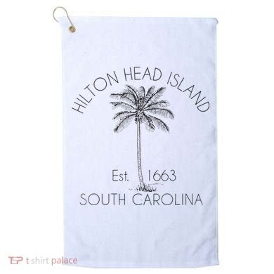 Hilton Head Island Beach Design Palm Tree Illustration Golf Towel