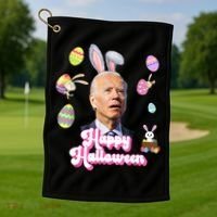 Happy Halloween Joe Biden Funny Easter Golf Towel thumb 1