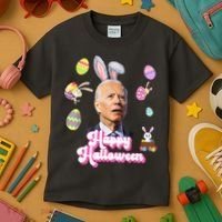 Happy Halloween Joe Biden Funny Easter Kids T-Shirt thumb 3