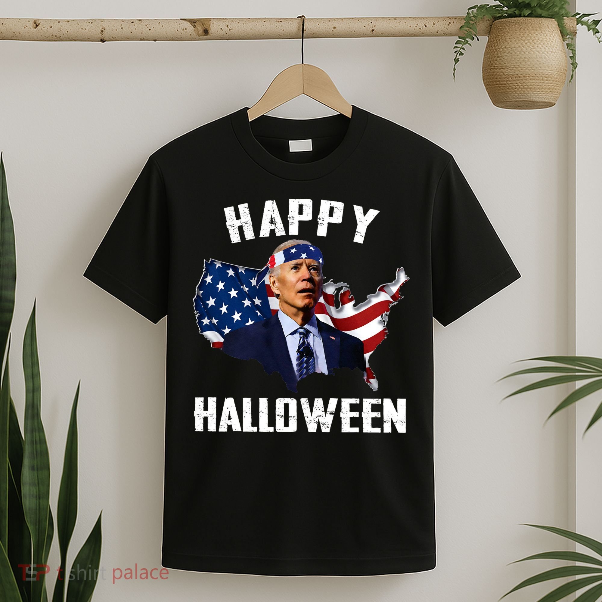Happy Halloween Joe Biden Confused American Flag 4th Of July T-Shirt