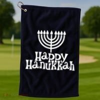 Happy Hanukkah Jewish Funny Golf Towel thumb 1