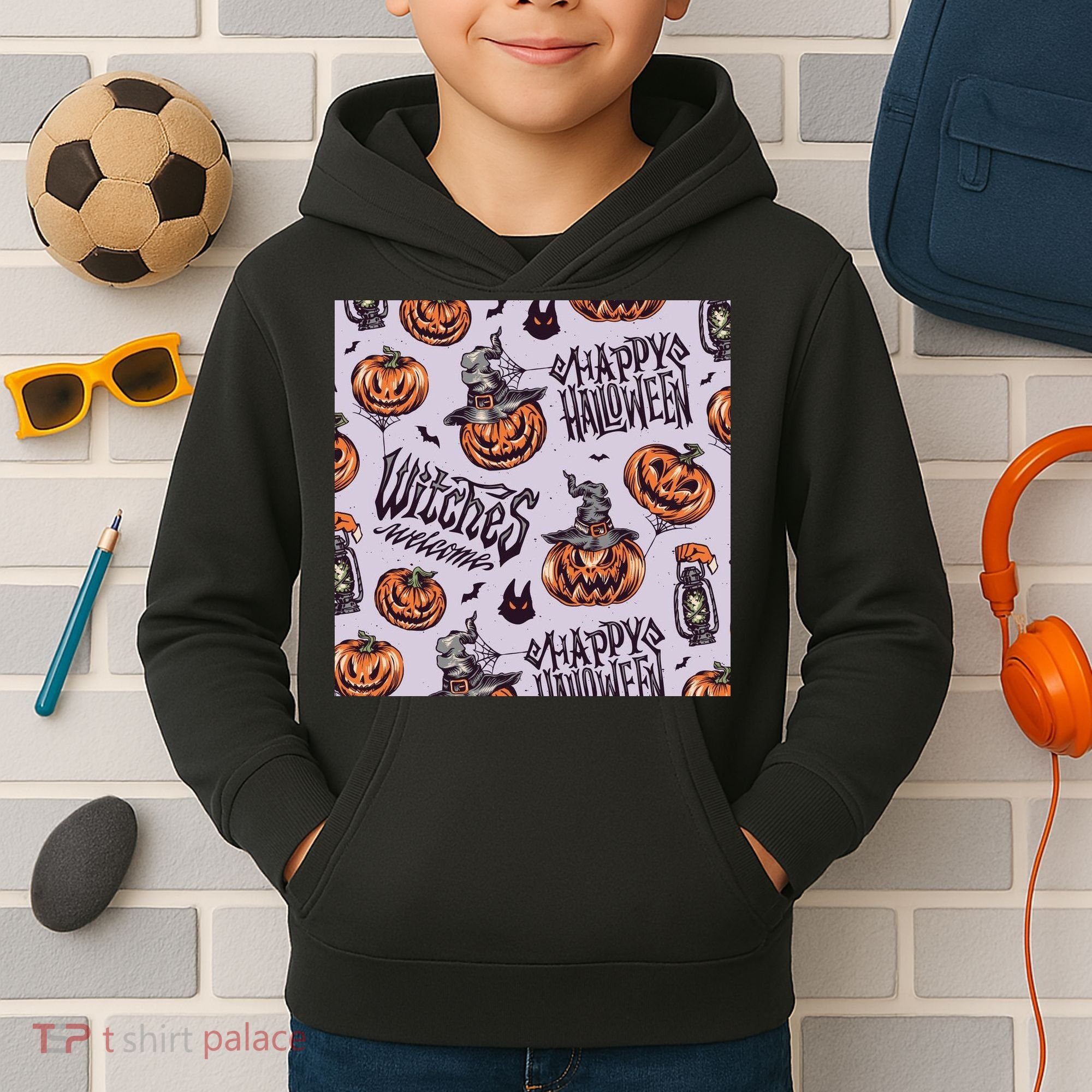 Happy Halloween Jack O Lantern Kids Hoodie