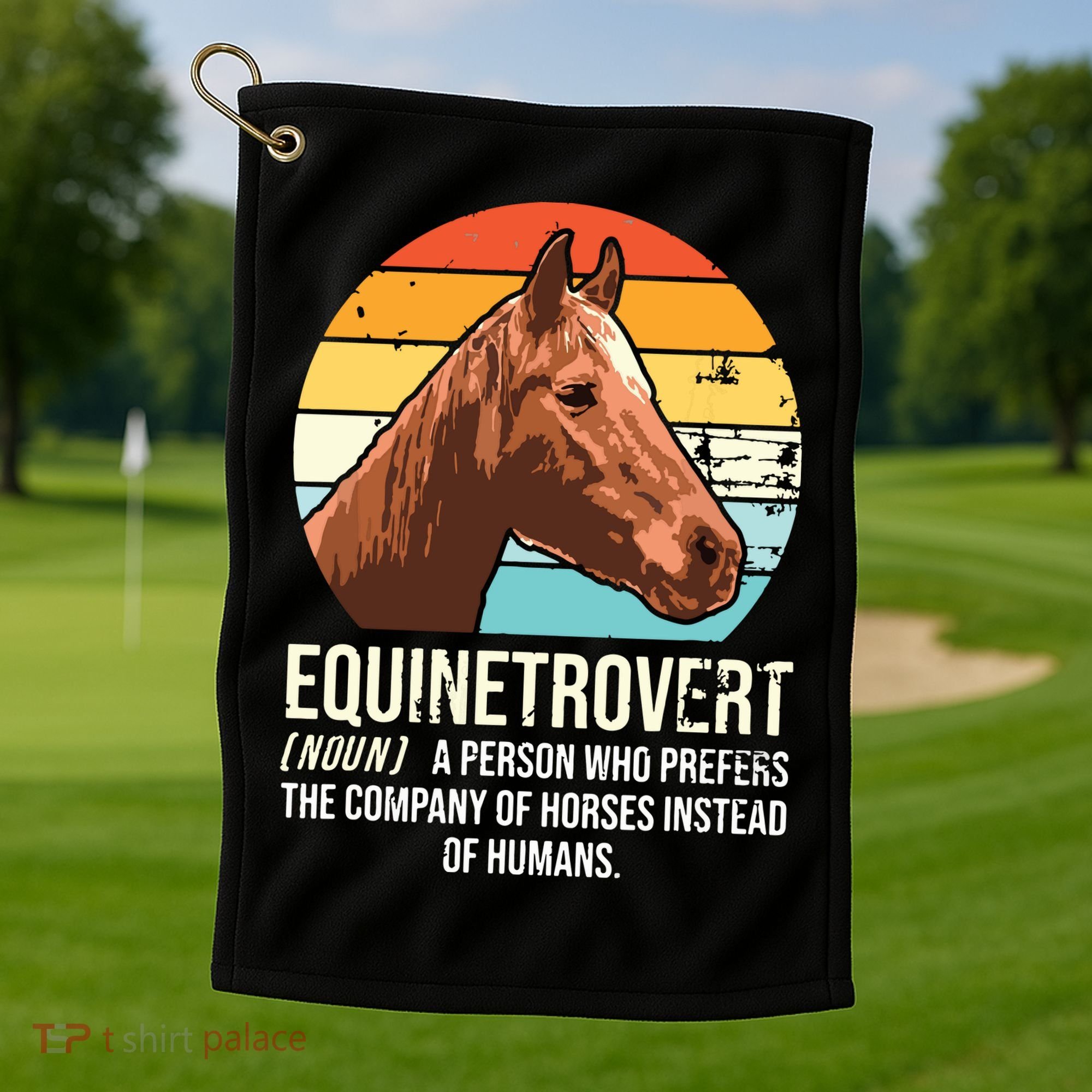 Horse Horse Lover Tee Equestrian Tee Retro Horse Golf Towel
