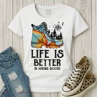Hiker Hobbies Life Is Better In Hiking Boots Sport Lovers Women's T-Shirt thumb 3