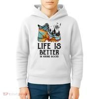 Hiker Hobbies Life Is Better In Hiking Boots Sport Lovers Kids Hoodie thumb 4
