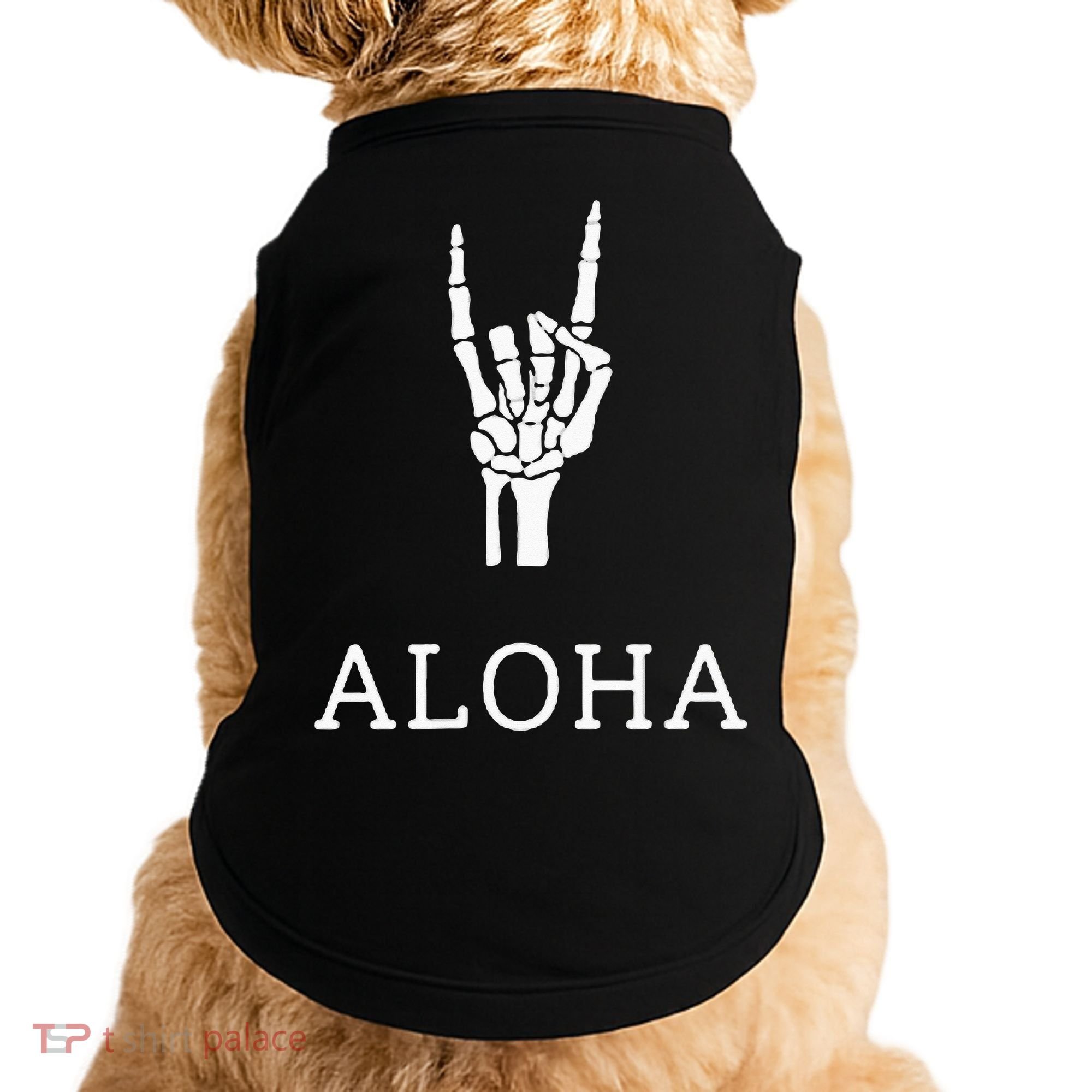 Halloween Hang Loose Skeleton Shaka Aloha – Over Left Breast Doggie Tank