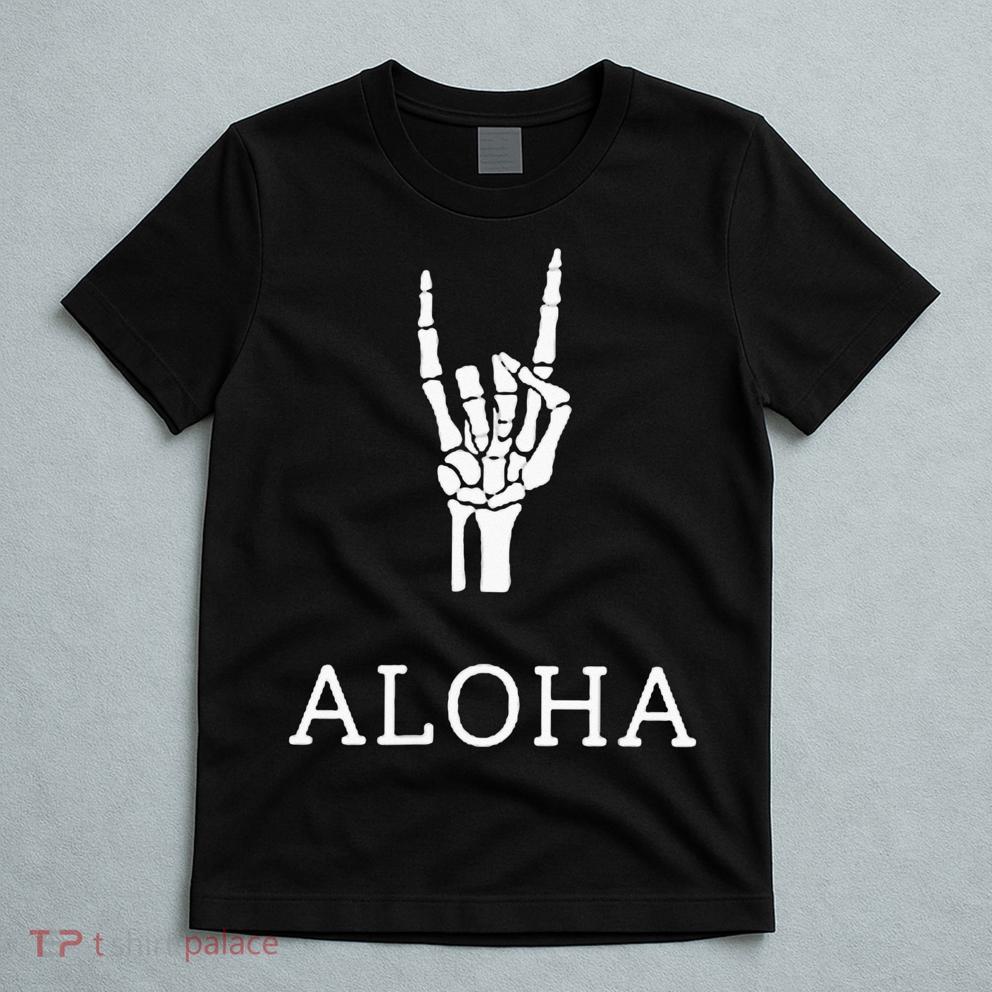 Halloween Hang Loose Skeleton Shaka Aloha – Over Left Breast T-Shirt