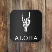 Halloween Hang Loose Skeleton Shaka Aloha – Over Left Breast Coaster thumb 0
