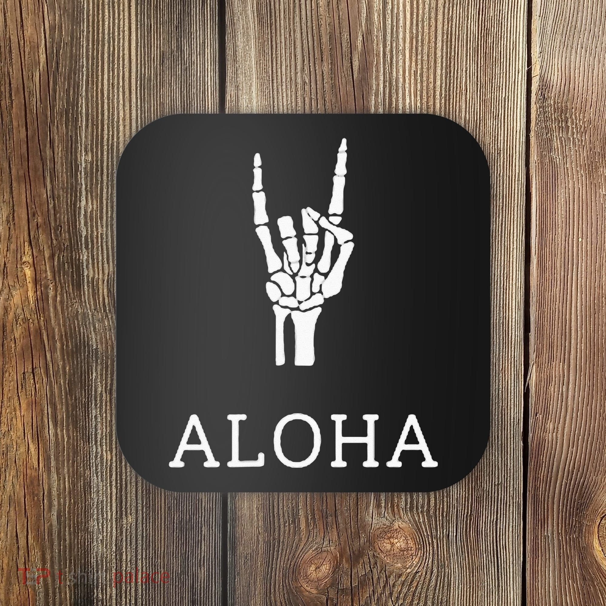 Halloween Hang Loose Skeleton Shaka Aloha – Over Left Breast Coaster