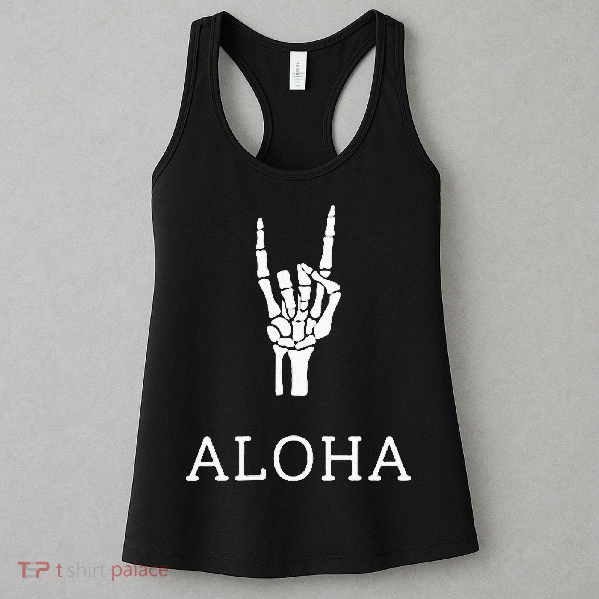Halloween Hang Loose Skeleton Shaka Aloha – Over Left Breast Women's Tank Top
