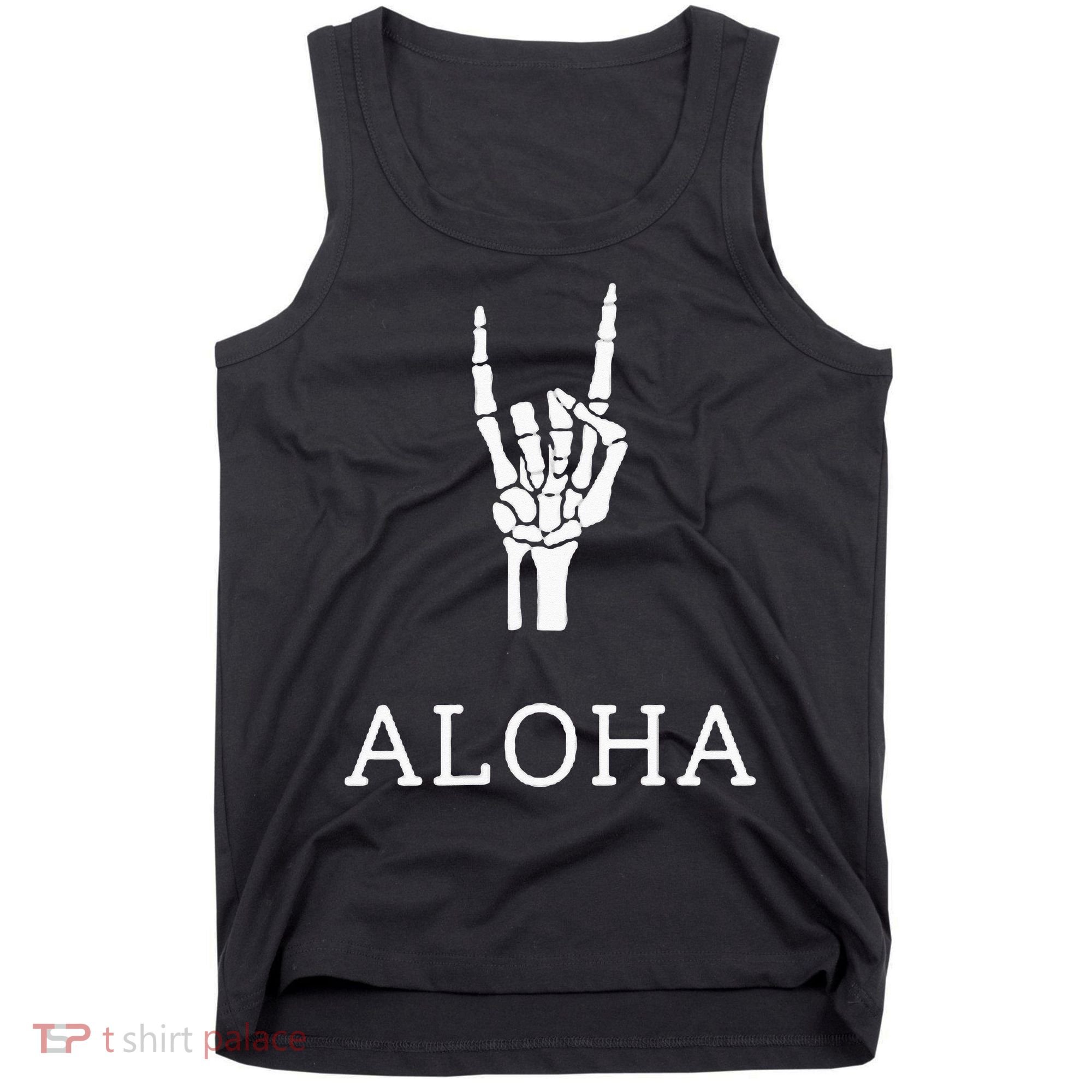 Halloween Hang Loose Skeleton Shaka Aloha – Over Left Breast Tank Top