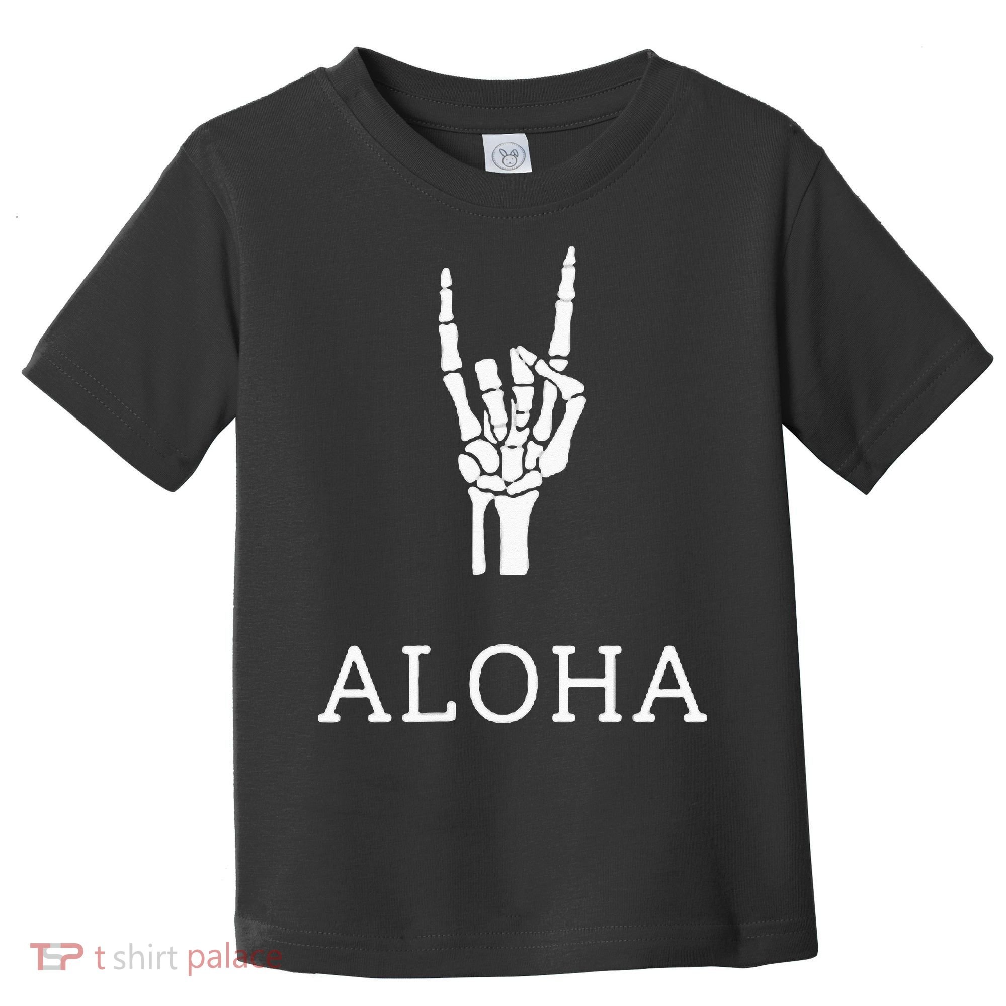 Halloween Hang Loose Skeleton Shaka Aloha – Over Left Breast Toddler T-Shirt