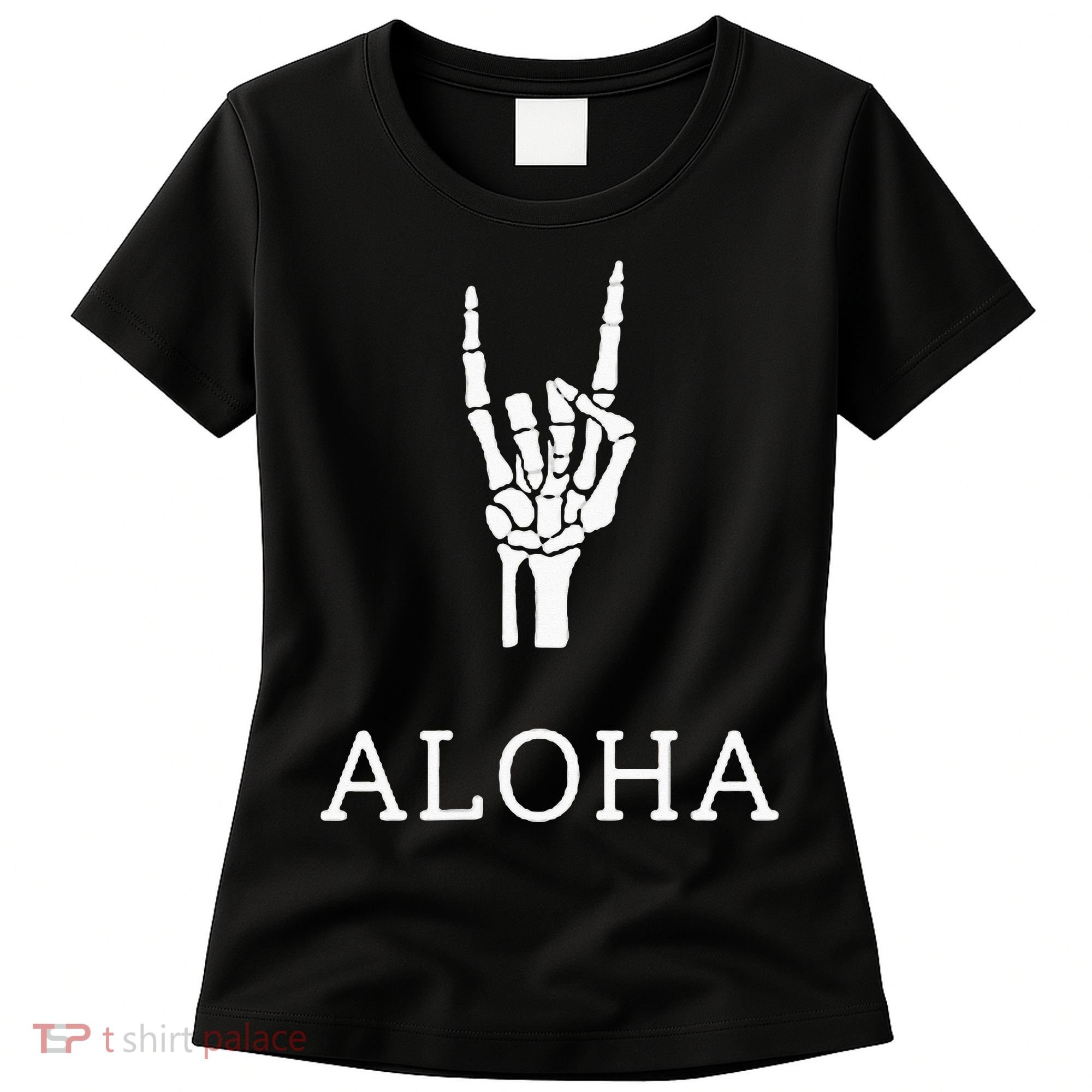 Halloween Hang Loose Skeleton Shaka Aloha – Over Left Breast Women's T-Shirt