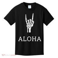 Halloween Hang Loose Skeleton Shaka Aloha – Over Left Breast Kids T-Shirt thumb 0