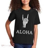Halloween Hang Loose Skeleton Shaka Aloha – Over Left Breast Kids T-Shirt thumb 2